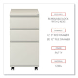 Alera® File Pedestal with Full-Length Pull, Left or Right, 3-Drawers: Box/Box/File, Legal/Letter, Putty, 14.96" x 19.29" x 27.75" (ALEPBBBFPY)