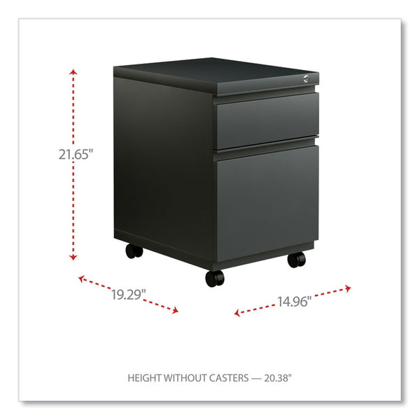 Alera® File Pedestal with Full-Length Pull, Left or Right, 2-Drawers: Box/File, Legal/Letter, Charcoal, 14.96" x 19.29" x 21.65" (ALEPBBFCH)