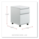 Alera® File Pedestal with Full-Length Pull, Left or Right, 2-Drawers: Box/File, Legal/Letter, Light Gray, 14.96" x 19.29" x 21.65" (ALEPBBFLG)