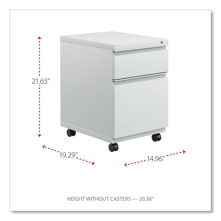 Alera® File Pedestal with Full-Length Pull, Left or Right, 2-Drawers: Box/File, Legal/Letter, Light Gray, 14.96" x 19.29" x 21.65" (ALEPBBFLG)