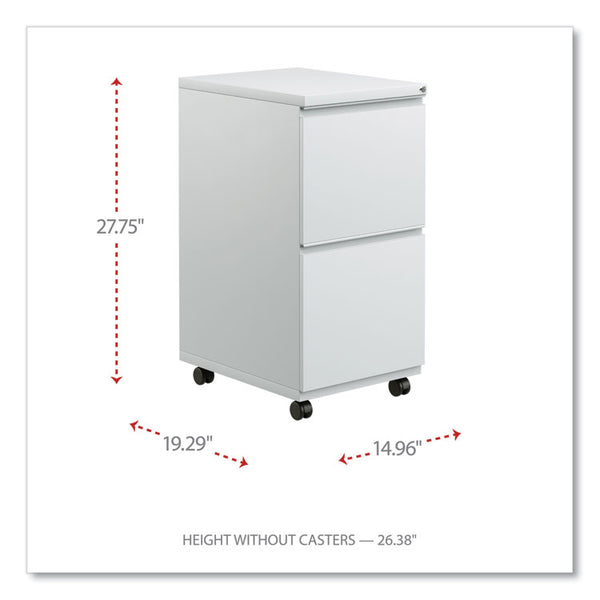 Alera® File Pedestal with Full-Length Pull, Left or Right, 2 Legal/Letter-Size File Drawers, Light Gray, 14.96" x 19.29" x 27.75" (ALEPBFFLG)