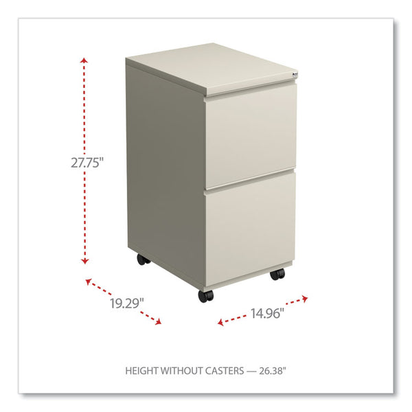 Alera® File Pedestal with Full-Length Pull, Left or Right, 2 Legal/Letter-Size File Drawers, Putty, 14.96" x 19.29" x 27.75" (ALEPBFFPY)