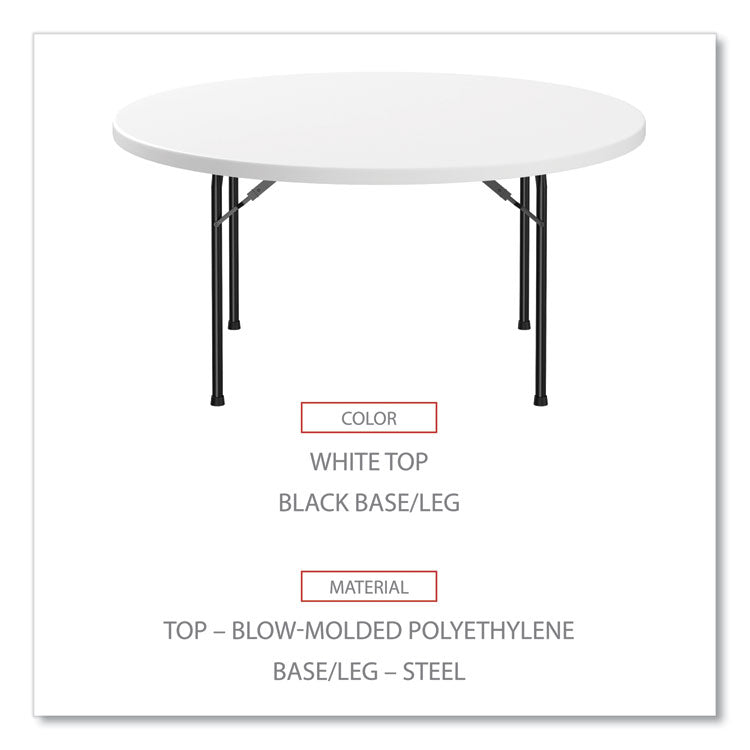 Alera® Round Plastic Folding Table, 60" Diameter x 29.25h, White (ALEPT60RW)
