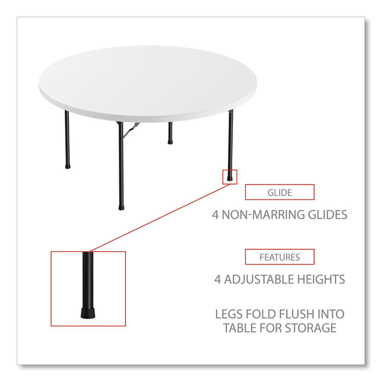 Alera® Round Plastic Folding Table, 60" Diameter x 29.25h, White (ALEPT60RW)