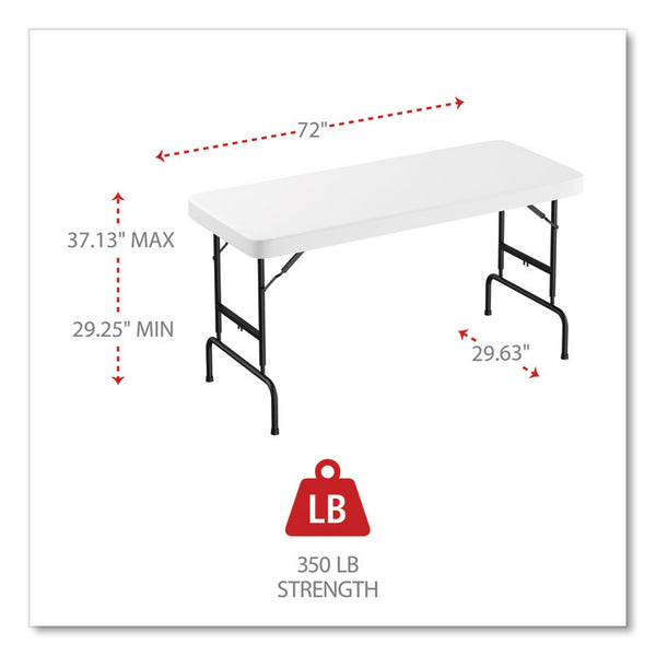 Alera® Adjustable Height Plastic Folding Table, Rectangular, 72w x 29.63d x 29.25 to 37.13h, White (ALEPT72AHW)