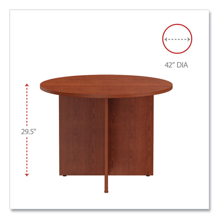 Alera® Alera Valencia Round Conference Table with Legs, 42" Diameter x 29.5h, Medium Cherry (ALEVA7142MC)