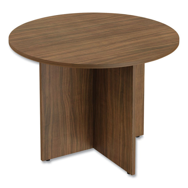 Alera® Alera Valencia Round Conference Table with Legs, 42" Diameter x 29.5h, Modern Walnut (ALEVA7142WA)