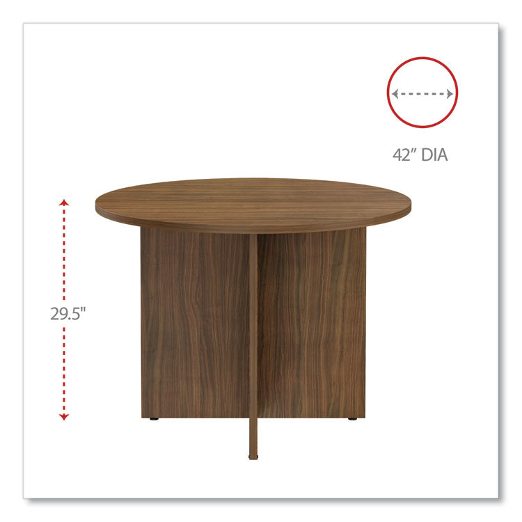 Alera® Alera Valencia Round Conference Table with Legs, 42" Diameter x 29.5h, Modern Walnut (ALEVA7142WA)