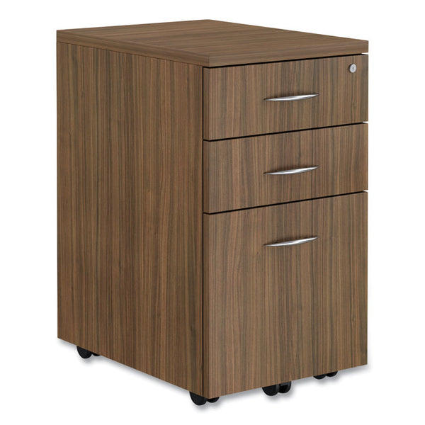 Alera® Alera Valencia Series Mobile Pedestal File, Left/Right, 3-Drawer: Box/Box/File, Legal/Letter, Walnut, 15.88 x 20.5 x 28.38 (ALEVA572816WA)