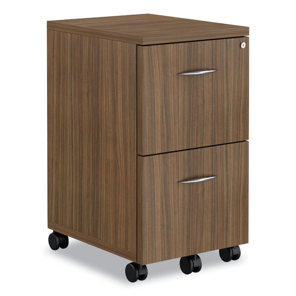 Alera® Alera Valencia Series Mobile Pedestal, Left or Right, 2 Legal/Letter-Size File Drawers, Modern Walnut, 15.38" x 20" x 26.63" (ALEVA582816WA)