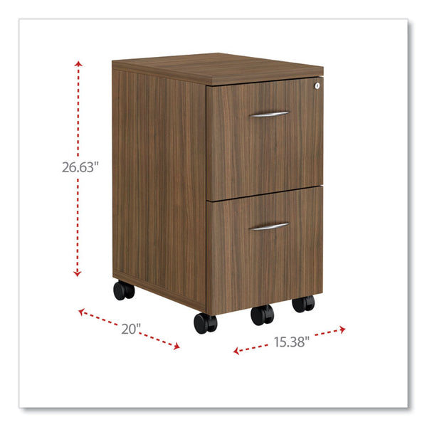 Alera® Alera Valencia Series Mobile Pedestal, Left or Right, 2 Legal/Letter-Size File Drawers, Modern Walnut, 15.38" x 20" x 26.63" (ALEVA582816WA)