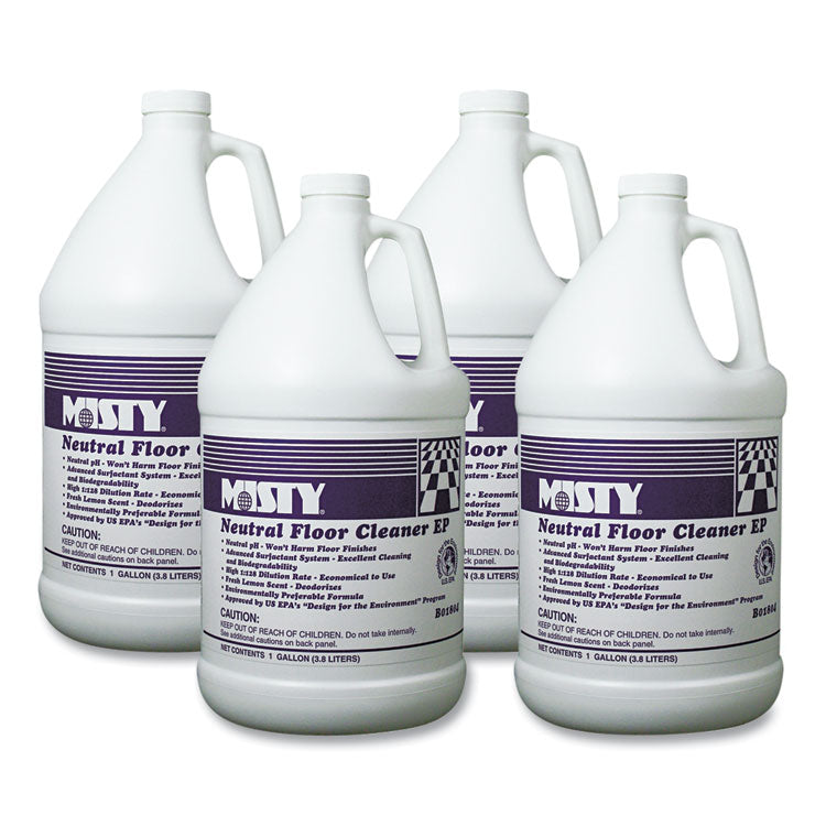 Misty® Neutral Floor Cleaner EP, Lemon, 1 gal Bottle, 4/Carton (AMR1033704)