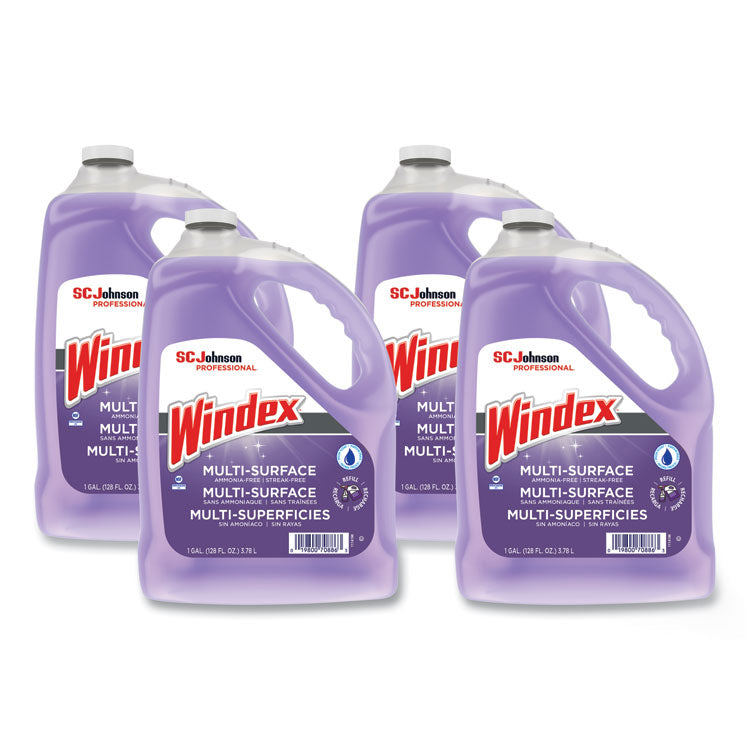 Windex® Non-Ammoniated Glass/Multi Surface Cleaner, Pleasant Scent, 128 oz Bottle, 4/CT (SJN697262) Case of 4