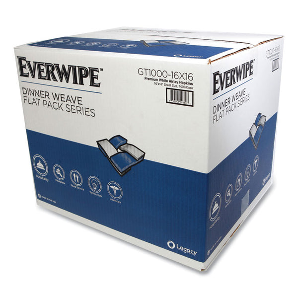 Everwipe™ Premium Guest Towel Napkins Flat Pack, 2-Ply, 16" x 16", White, 1,000/Carton (LEYGT100016X16)