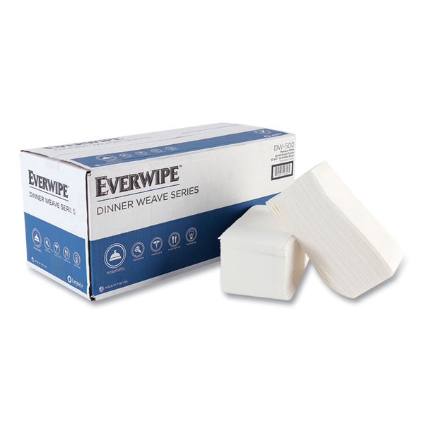 Everwipe™ Premium Guest Towel Napkins, 2-Ply, 12" x 17", White, 100/Pack, 5 Packs/Carton (LEYDW500)