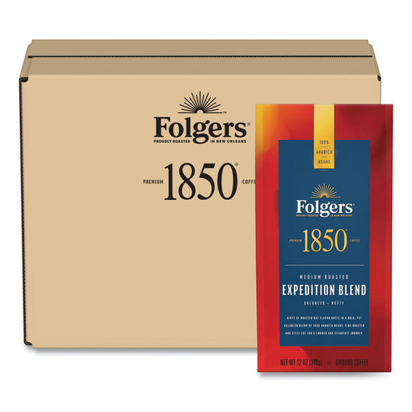 1850 Coffee, Expedition Blend, Medium Roast, Ground, 12 oz Bag, 6/Carton (FOL60514) Case of 6