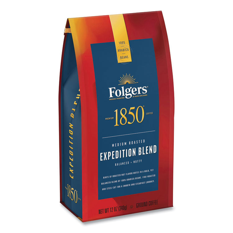 1850 Coffee, Expedition Blend, Medium Roast, Ground, 12 oz Bag, 6/Carton (FOL60514) Case of 6