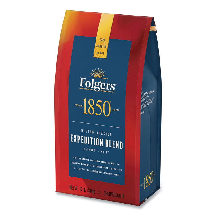 1850 Coffee, Expedition Blend, Medium Roast, Ground, 12 oz Bag, 6/Carton (FOL60514) Case of 6