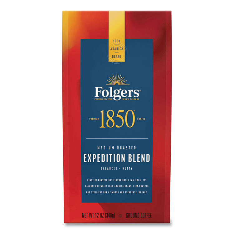 1850 Coffee, Expedition Blend, Medium Roast, Ground, 12 oz Bag, 6/Carton (FOL60514) Case of 6