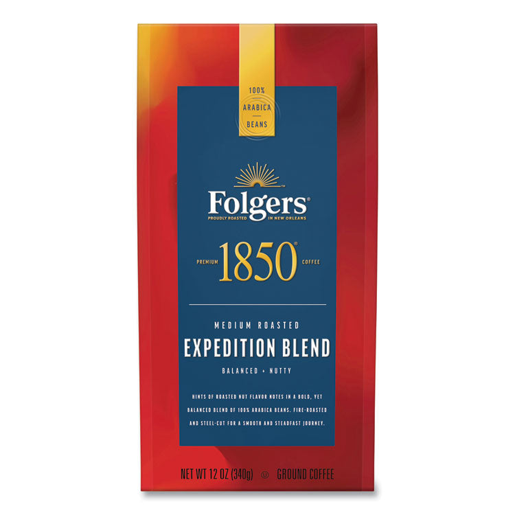 1850 Coffee, Expedition Blend, Medium Roast, Ground, 12 oz Bag (FOL60514EA)