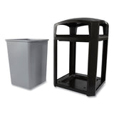 Rubbermaid® Commercial Landmark Series Classic Dome Top Container and Ashtray, 35 gal, Resin, Black (RCPFG397001BLA) Each