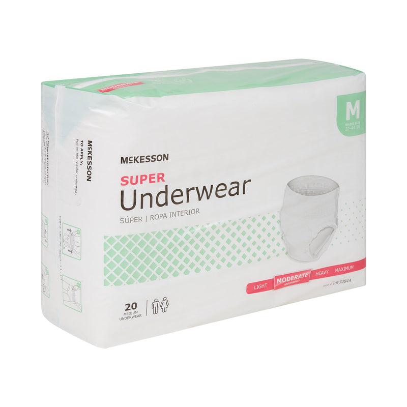 McKesson Unisex Adult Absorbent Underwear Pull On with Tear Away Seams Medium Disposable Moderate Absorbency (1123832_CS) 80/CS