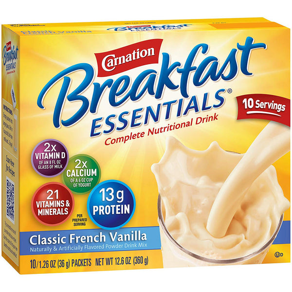Carnation Breakfast Essentials® Oral Supplement French Vanilla Flavor Powder 1.26 oz. Individual Packet (810730_CS) 60/CS
