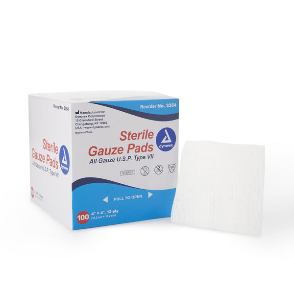 Dynarex® Gauze Sponge 4 X 4 Inch 12-Ply Sterile 1 per Pack (865436_BX) 1/BX