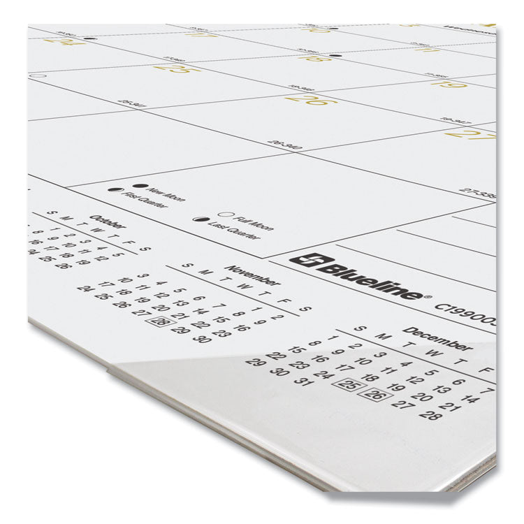 Blueline® Gold Collection Monthly Desk Pad Calendar, 22 x 17, White Sheets, Black Headband, Clear Corners, 12-Month (Jan to Dec): 2024 (REDC199003)