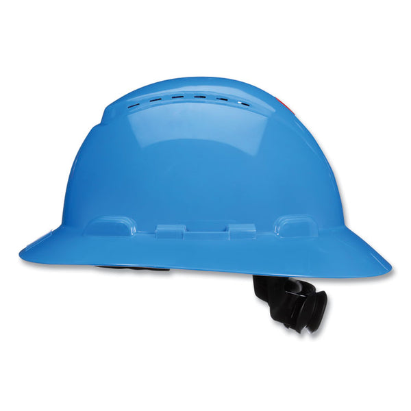 3M™ SecureFit H-Series Hard Hats, H-800 Vented Hat with UV Indicator, 4-Point Pressure Diffusion Ratchet Suspension, Blue (MMMH803SFVUV)