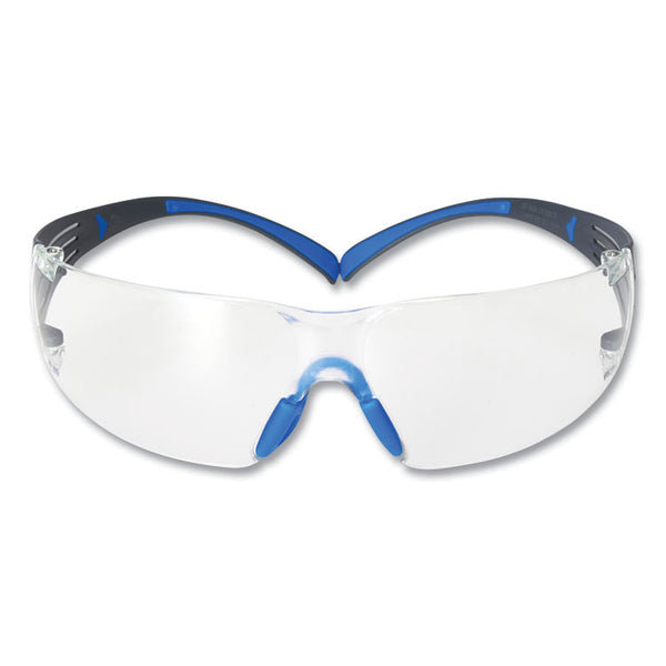 3M™ SecureFit Protective Eyewear, 400 Series, Black/Blue Plastic Frame, Clear Polycarbonate Lens (MMMSF401SGAFBLU) Each