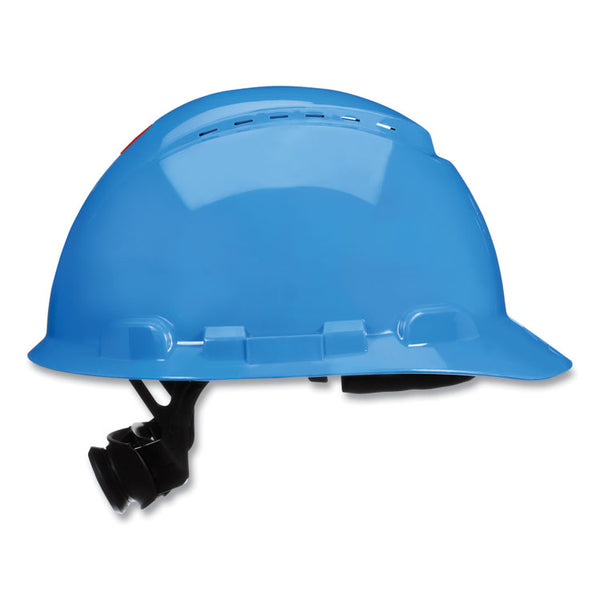 3M™ SecureFit H-Series Hard Hats, H-700 Vented Cap with UV Indicator, 4-Point Pressure Diffusion Ratchet Suspension, Blue (MMMH703SFVUV) Each