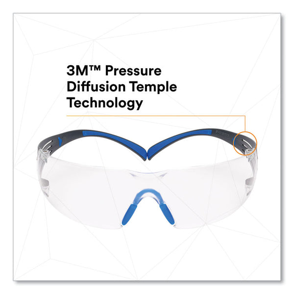 3M™ SecureFit Protective Eyewear, 400 Series, Black/Blue Plastic Frame, Clear Polycarbonate Lens (MMMSF401SGAFBLU) Each