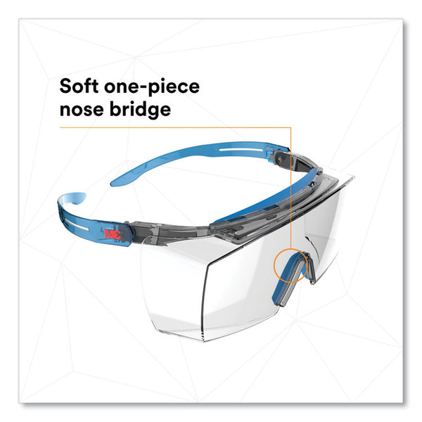 3M™ SecureFit Protective Eyewear, 3700 OTG Series, Blue Plastic Frame, Clean Polycarbonate Lens (MMMSF3701XSGAB) Each