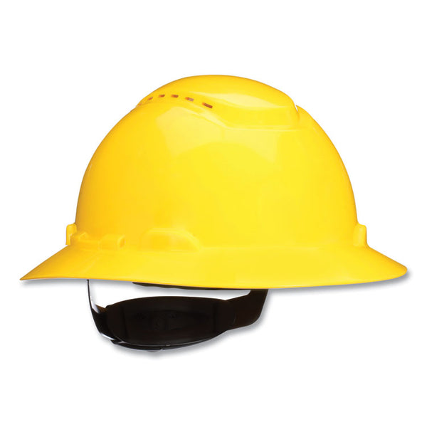 3M™ SecureFit H-Series Hard Hats, H-800 Vented Hat with UV Indicator, 4-Point Pressure Diffusion Ratchet Suspension, Yellow (MMMH802SFVUV)
