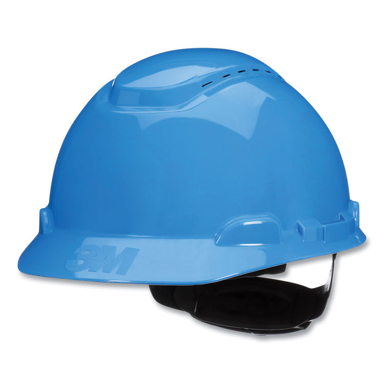 3M™ SecureFit H-Series Hard Hats, H-700 Vented Cap with UV Indicator, 4-Point Pressure Diffusion Ratchet Suspension, Blue (MMMH703SFVUV)