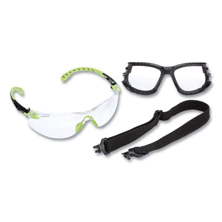 3M™ Solus 1000-Series Safety Glasses, Green Plastic Frame, Clear Polycarbonate Lens (MMMS1201SGAFKT)