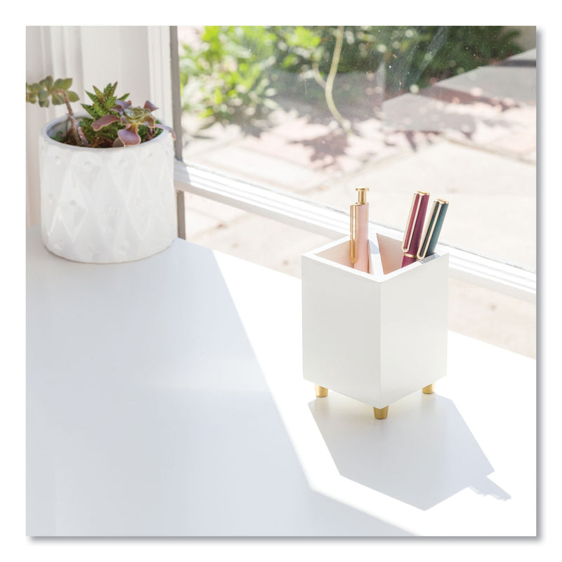 U Brands Juliet Pencil Cup, 3"w x 3"d x 4"h, White (UBR3466U0312) Each
