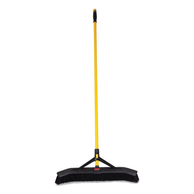 Rubbermaid® Commercial Maximizer Push-to-Center Broom, 24", Polypropylene Bristles, Yellow/Black (RCP2186280) Each