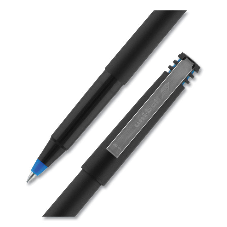 uniball® Roller Ball Pen, Stick, Fine 0.7 mm, Blue Ink, Black/Blue Barrel, Dozen (UBC60103)