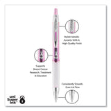 uniball® 207 Office Pack Gel Pen, Retractable, Medium 0.7 mm, Black Ink, Pink/Translucent White Barrel, 36/Pack (UBC2003896)