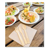 World Centric® Bamboo Cutlery, Knife/Fork/Spoon/Napkin, 6.7", Natural, 250/Carton (WORASBBTN)