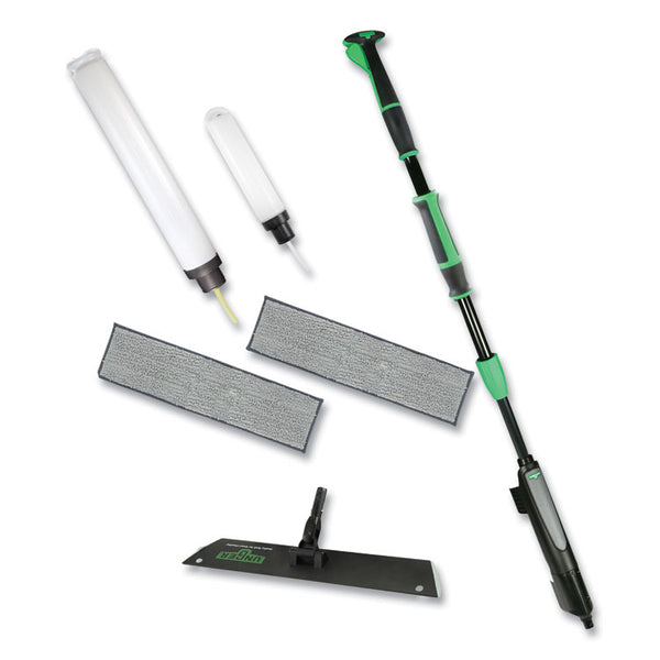Unger® Excella Floor Cleaning Kit, 20" Gray Microfiber Head, 48" to 65" Black/Green Handle (UNGEFKT8)
