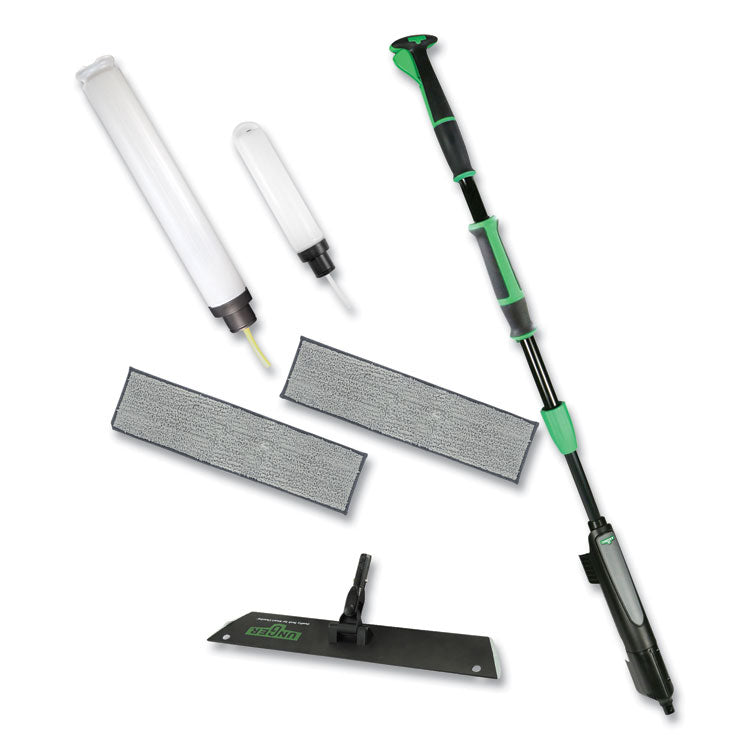 Unger® Excella Floor Cleaning Kit, 20" Gray Microfiber Head, 48" to 65" Black/Green Handle (UNGEFKT8) Each