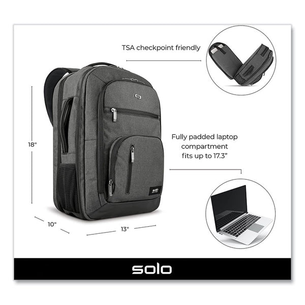 Solo Grand Travel TSA Backpack, 17.3”, 11.88 x 7 x 19, Dark Gray (USLUBN78010)