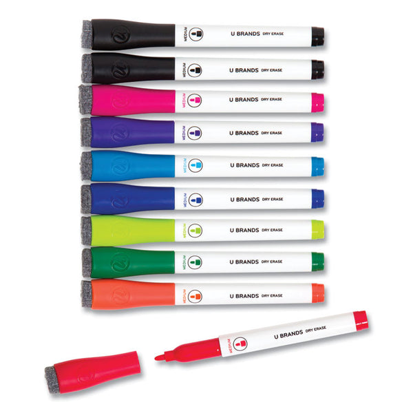 U Brands Medium Point Dry Erase Markers, Medium Chisel Tip, Assorted Colors, 10/Pack (UBR504U0624) Pack of 10