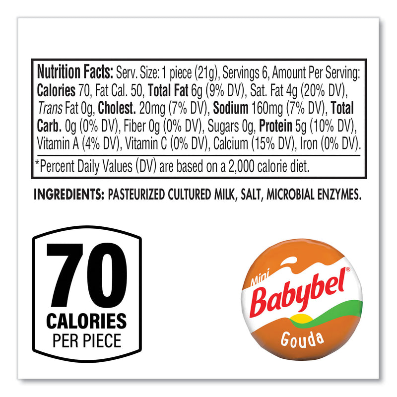 Babybel Gouda, 0.71 oz Individually Wrapped, 6/Bag, 6 Bags/Carton (GRR60000230) Case of 36