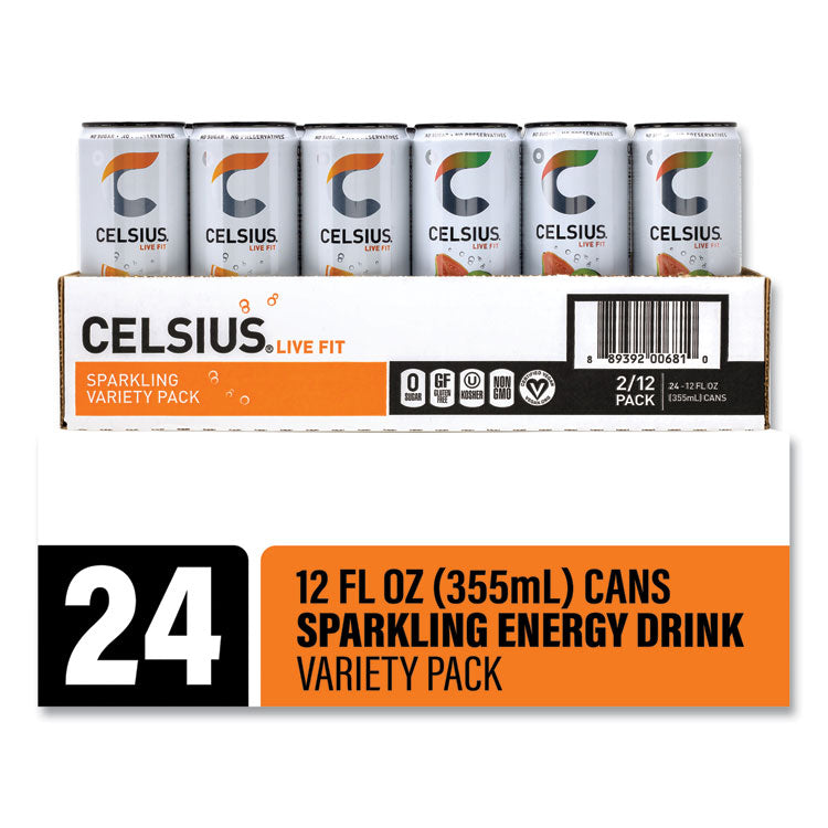 Celsius® Live Fit Variety Pack, Kiwi Guava and Orange, 12 oz Can, 24/Carton, Ships in 1-3 Business Days (GRR22002166)