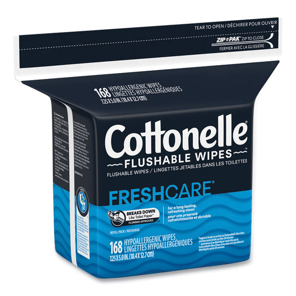 Cottonelle® Fresh Care Flushable Cleansing Cloths, 1-Ply, 5 x 7.25, White, 168/Pack, 8 Packs/Carton (KCC10358CT)