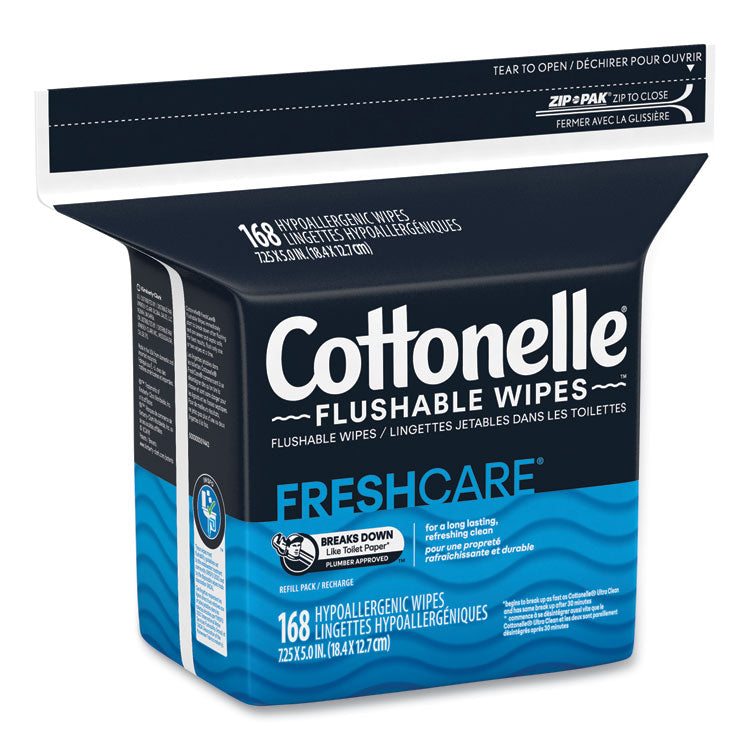 Cottonelle® Fresh Care Flushable Cleansing Cloths, 1-Ply, 5 x 7.25, White, 168/Pack, 8 Packs/Carton (KCC10358CT) Case of 8 Packs